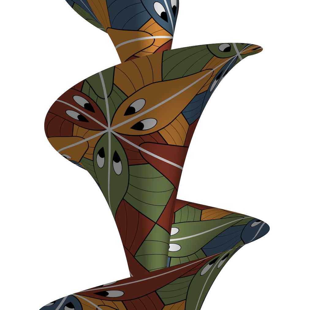 Escher fish on Dini's surface