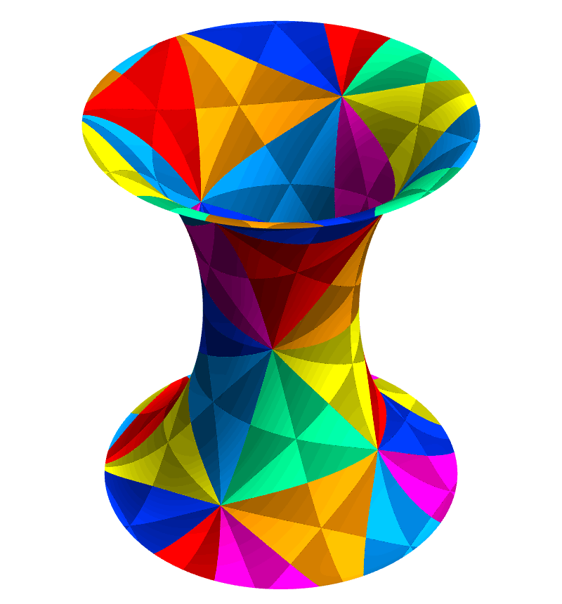 Hourglass-shaped negative-curvature surface of revolution