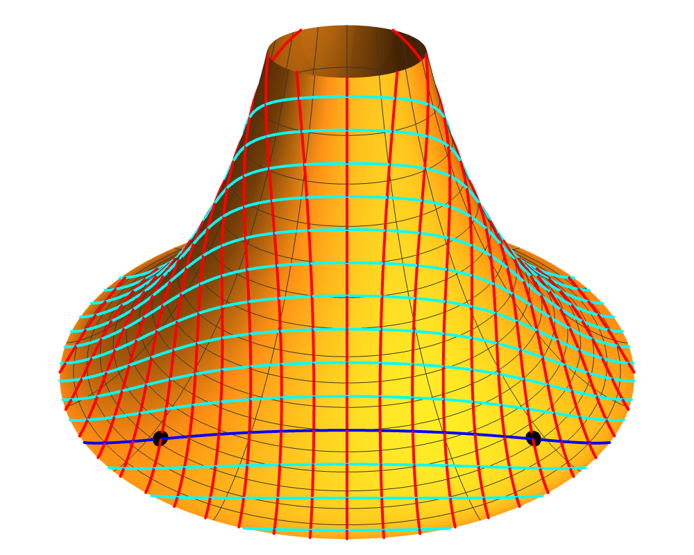 Tractroid with geodesics